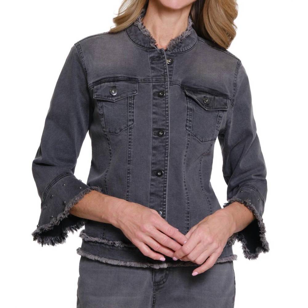 NEW MULTIPLES embellished denim jacket in grey
